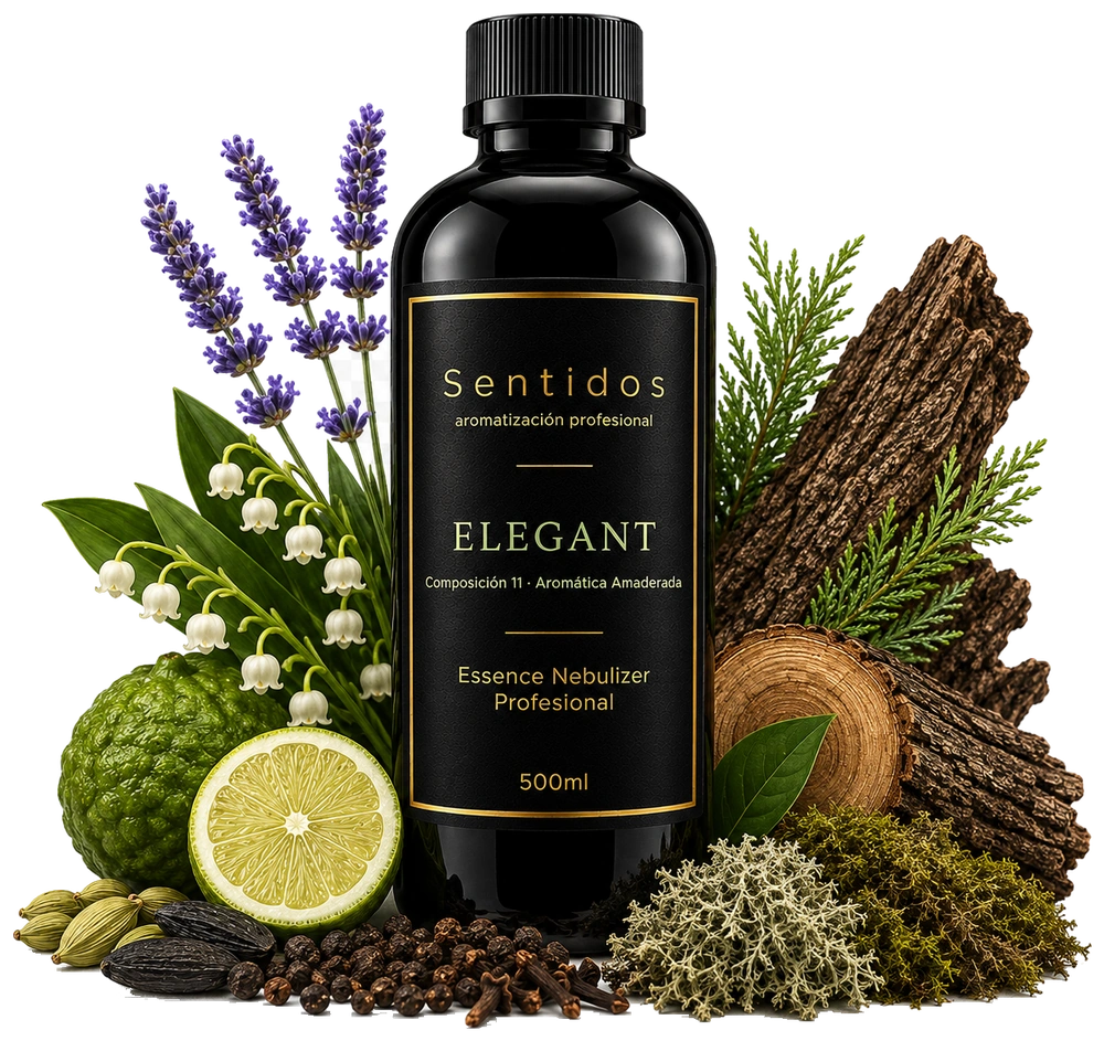 Fragancia Elegant, Sentidos Aromatización — composición Aromática Amaderada con lavanda, cedro y vetiver