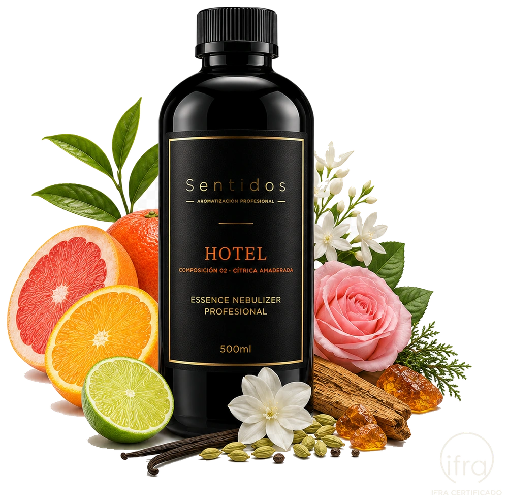 Fragancia Hotel, Sentidos Aromatización — composición Cítrica Amaderada con pomelo, jazmín y ámbar