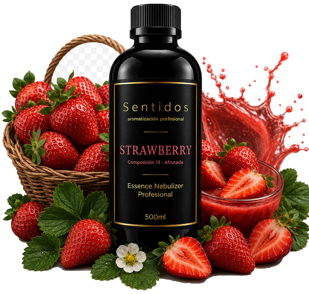 Fragancia Strawberry, Sentidos Aromatización — composición Afrutada de frutilla pura