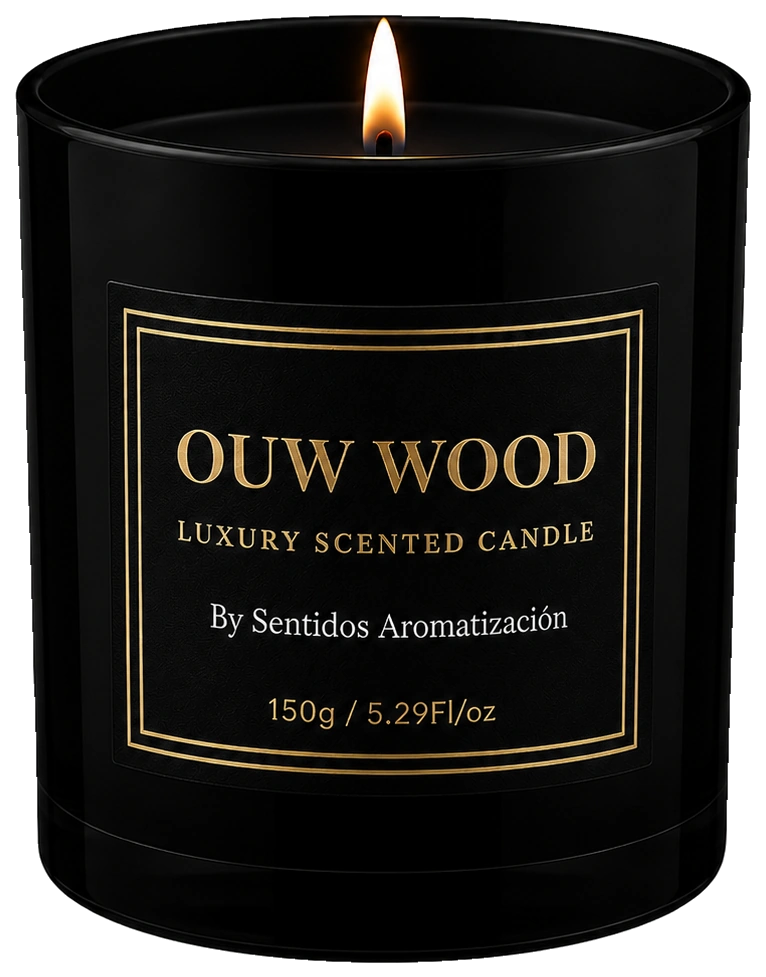 Vela Aromática Luxury Sentidos: aroma Oud Wood, quemado lento
